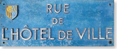 Ancienne plaque rue de l'Hôtel de Ville, la Gacilly